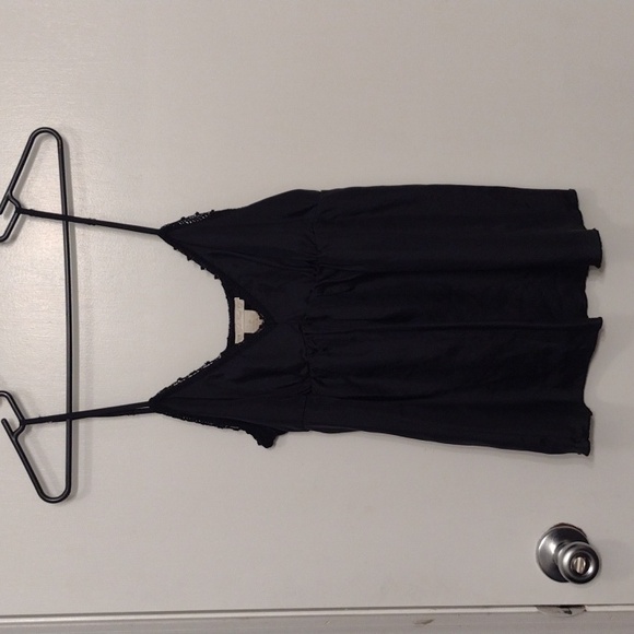 NEW Gold Hawk Black Silk Double Layer Silk Babydoll Camisole Tank Size Medium - Picture 3 of 16